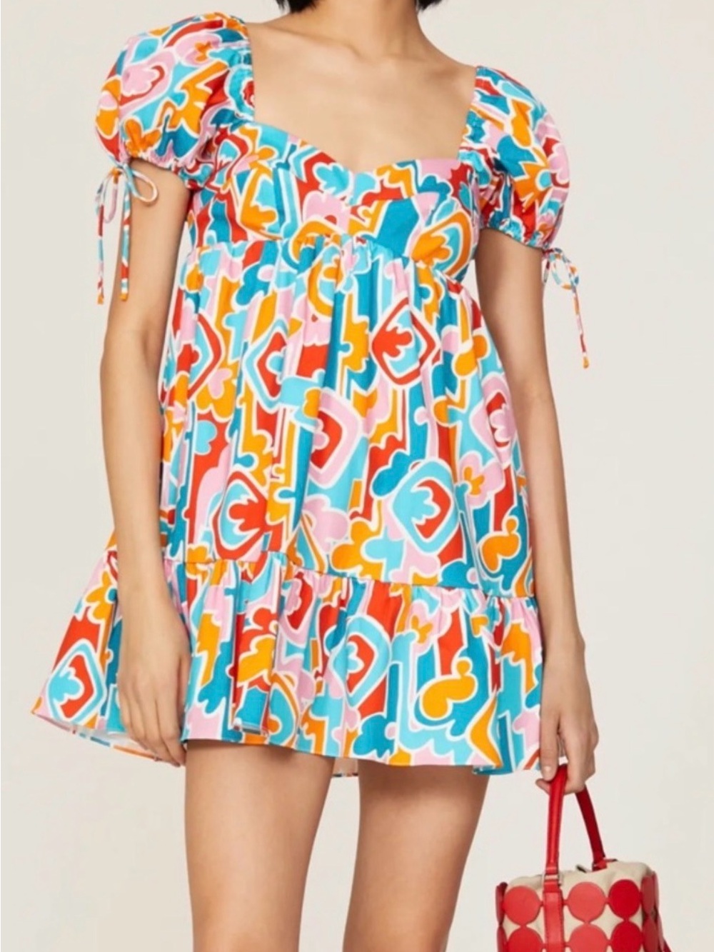Amanda Uprichard Multicolor Retro Print Mini Dress - Teal, Pink, Orange, Yellow